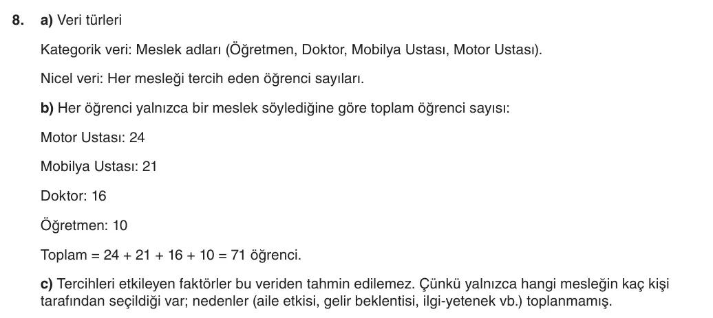 6. Sınıf Matematik 2025-2026 1. Dönem 2. Yazılı 8. Soru (Yazılıya Hazırlanıyorum) resmi çözüm görseli