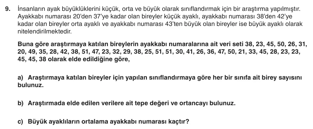 6. Sınıf Matematik 2025-2026 1. Dönem 2. Yazılı 9. Soru (Yazılıya Hazırlanıyorum) görseli