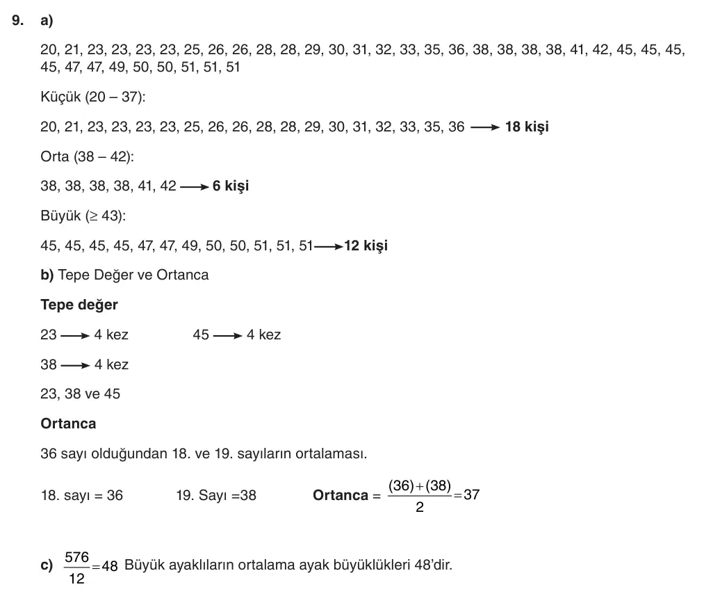 6. Sınıf Matematik 2025-2026 1. Dönem 2. Yazılı 9. Soru (Yazılıya Hazırlanıyorum) resmi çözüm görseli
