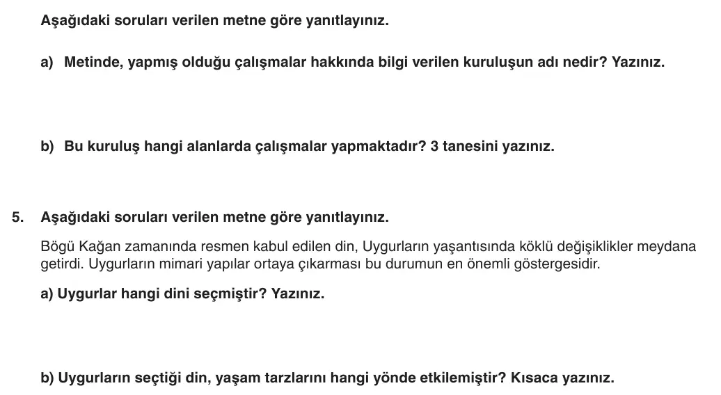 6. Sınıf Sosyal Bilgiler 2025-2026 1. Dönem 2. Yazılı 5. Soru (Yazılıya Hazırlanıyorum) görseli