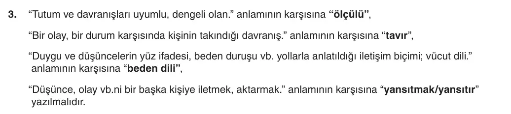 6. Sınıf Türkçe 2025-2026 1. Dönem 2. Yazılı 3. Soru (Yazılıya Hazırlanıyorum) resmi çözüm görseli