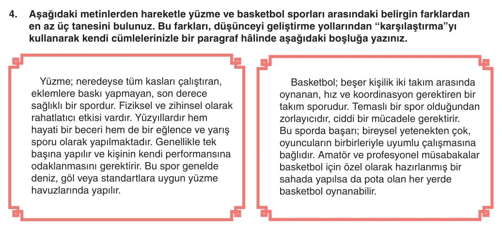 6. Sınıf Türkçe 2025-2026 1. Dönem 2. Yazılı 4. Soru (Yazılıya Hazırlanıyorum) görseli