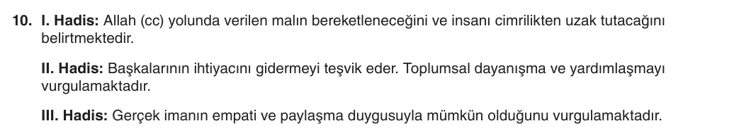 8. Sınıf Din Kültürü ve Ahlak Bilgisi 2025-2026 1. Dönem 2. Yazılı 10. Soru (Yazılıya Hazırlanıyorum) resmi çözüm görseli