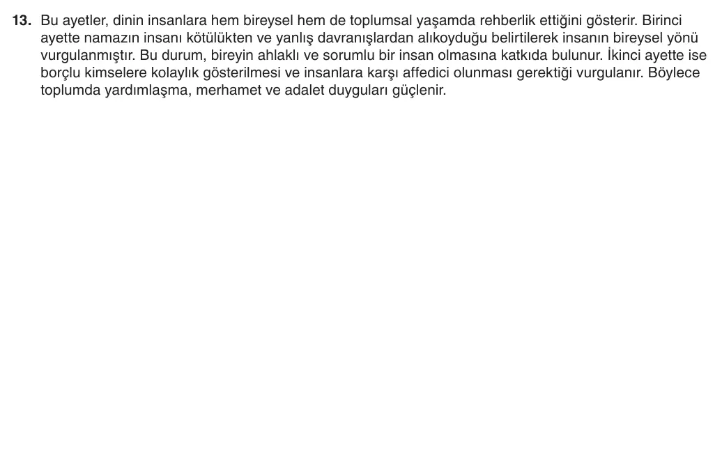 8. Sınıf Din Kültürü ve Ahlak Bilgisi 2025-2026 1. Dönem 2. Yazılı 13. Soru (Yazılıya Hazırlanıyorum) resmi çözüm görseli