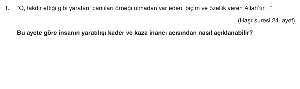 8. Sınıf Din Kültürü ve Ahlak Bilgisi 2025-2026 1. Dönem 2. Yazılı 1. Soru (Yazılıya Hazırlanıyorum) görseli