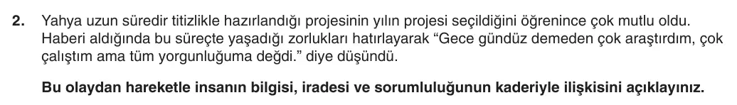8. Sınıf Din Kültürü ve Ahlak Bilgisi 2025-2026 1. Dönem 2. Yazılı 2. Soru (Yazılıya Hazırlanıyorum) görseli