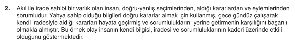 8. Sınıf Din Kültürü ve Ahlak Bilgisi 2025-2026 1. Dönem 2. Yazılı 2. Soru (Yazılıya Hazırlanıyorum) resmi çözüm görseli