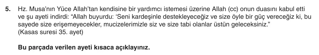 8. Sınıf Din Kültürü ve Ahlak Bilgisi 2025-2026 1. Dönem 2. Yazılı 5. Soru (Yazılıya Hazırlanıyorum) görseli