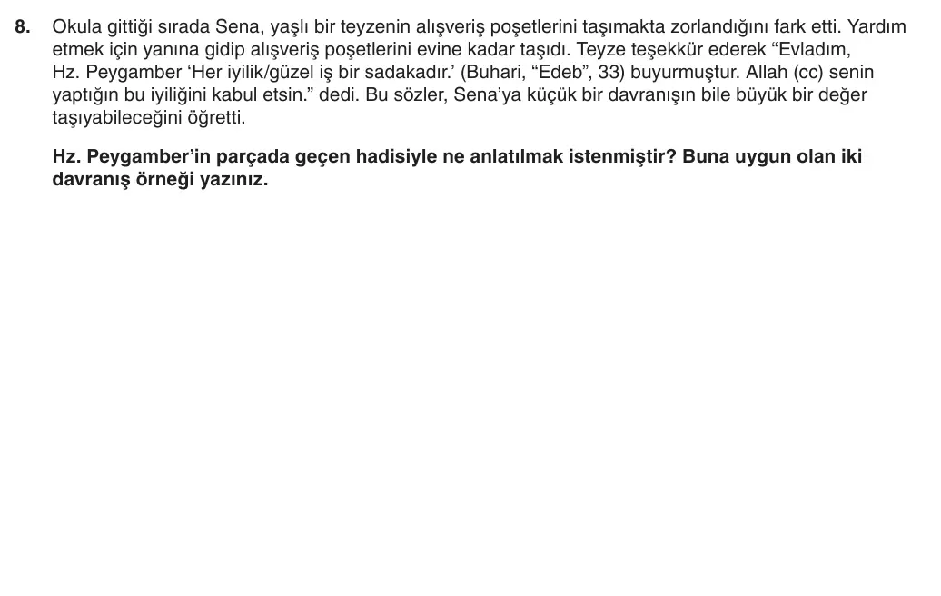 8. Sınıf Din Kültürü ve Ahlak Bilgisi 2025-2026 1. Dönem 2. Yazılı 8. Soru (Yazılıya Hazırlanıyorum) görseli