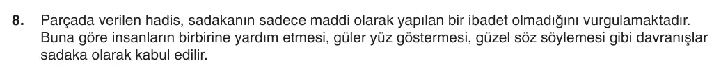 8. Sınıf Din Kültürü ve Ahlak Bilgisi 2025-2026 1. Dönem 2. Yazılı 8. Soru (Yazılıya Hazırlanıyorum) resmi çözüm görseli