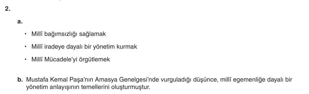 8. Sınıf T.C. İnkılap Tarihi ve Atatürkçülük 2025-2026 1. Dönem 2. Yazılı 2. Soru (Yazılıya Hazırlanıyorum) resmi çözüm görseli