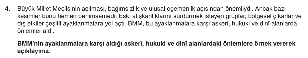8. Sınıf T.C. İnkılap Tarihi ve Atatürkçülük 2025-2026 1. Dönem 2. Yazılı 4. Soru (Yazılıya Hazırlanıyorum) görseli