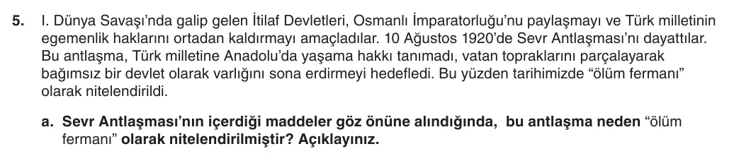 8. Sınıf T.C. İnkılap Tarihi ve Atatürkçülük 2025-2026 1. Dönem 2. Yazılı 5. Soru (Yazılıya Hazırlanıyorum) görseli (1/2)