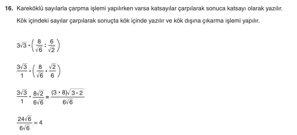 8. Sınıf Matematik 2025-2026 1. Dönem 2. Yazılı 16. Soru (Yazılıya Hazırlanıyorum) resmi çözüm görseli