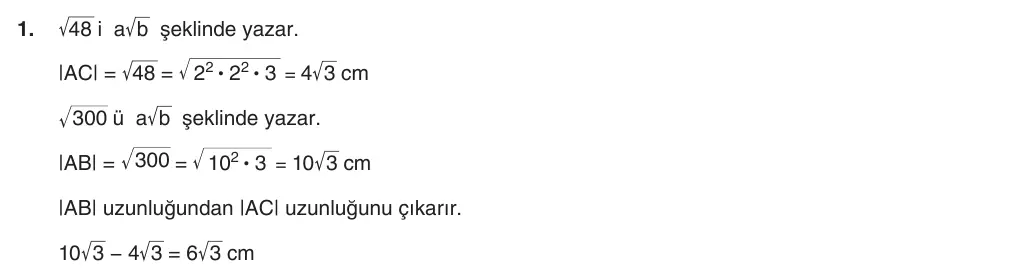 8. Sınıf Matematik 2025-2026 1. Dönem 2. Yazılı 1. Soru (Yazılıya Hazırlanıyorum) resmi çözüm görseli