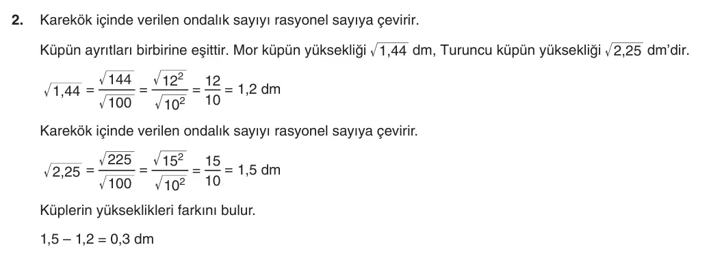 8. Sınıf Matematik 2025-2026 1. Dönem 2. Yazılı 2. Soru (Yazılıya Hazırlanıyorum) resmi çözüm görseli