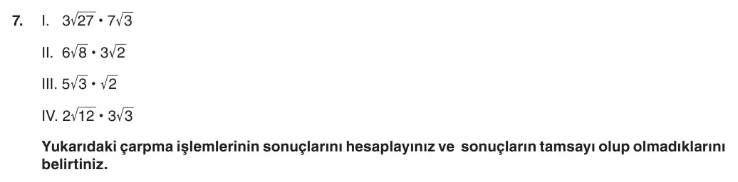 8. Sınıf Matematik 2025-2026 1. Dönem 2. Yazılı 7. Soru (Yazılıya Hazırlanıyorum) görseli