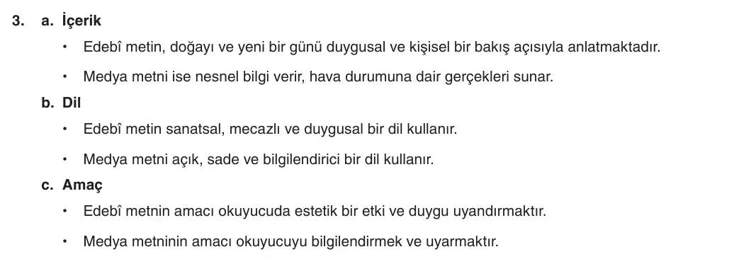 8. Sınıf Türkçe 2025-2026 1. Dönem 2. Yazılı 3. Soru (Yazılıya Hazırlanıyorum) resmi çözüm görseli