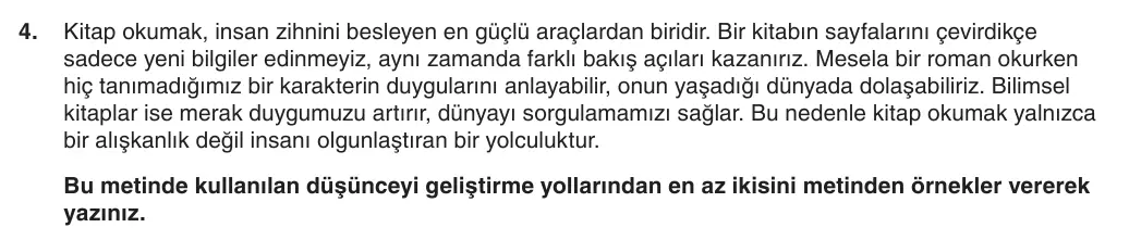 8. Sınıf Türkçe 2025-2026 1. Dönem 2. Yazılı 4. Soru (Yazılıya Hazırlanıyorum) görseli