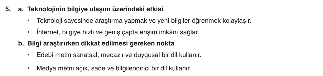 8. Sınıf Türkçe 2025-2026 1. Dönem 2. Yazılı 5. Soru (Yazılıya Hazırlanıyorum) resmi çözüm görseli