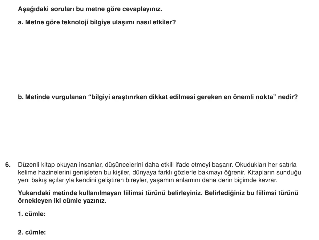 8. Sınıf Türkçe 2025-2026 1. Dönem 2. Yazılı 6. Soru (Yazılıya Hazırlanıyorum) görseli