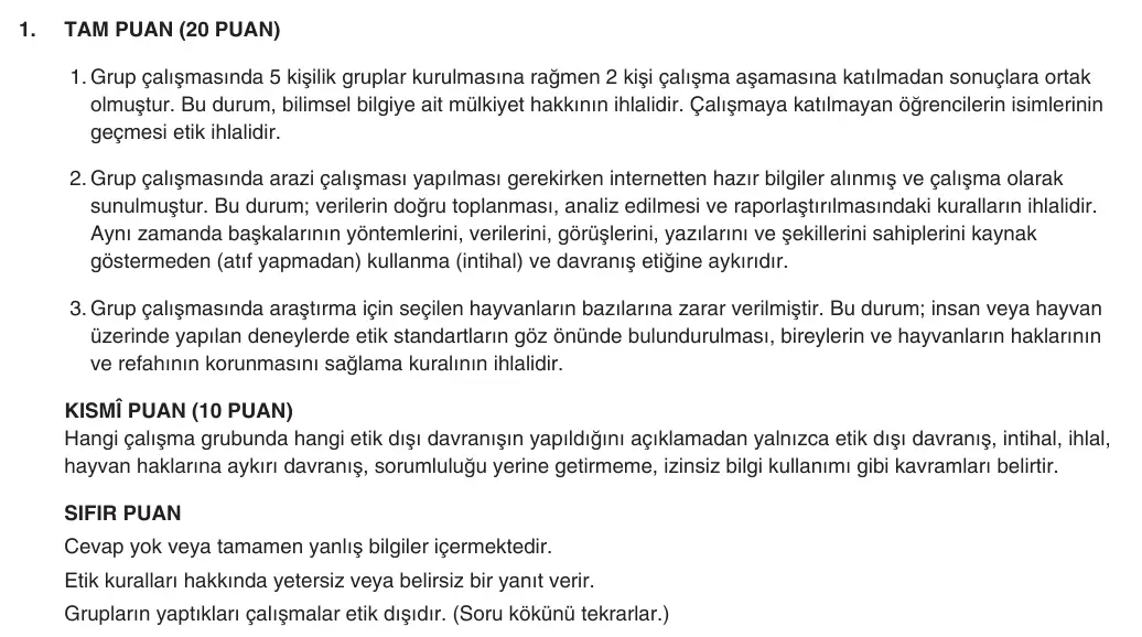 9. Sınıf Biyoloji 2025-2026 1. Dönem 2. Yazılı 1. Soru (Yazılıya Hazırlanıyorum) resmi çözüm görseli