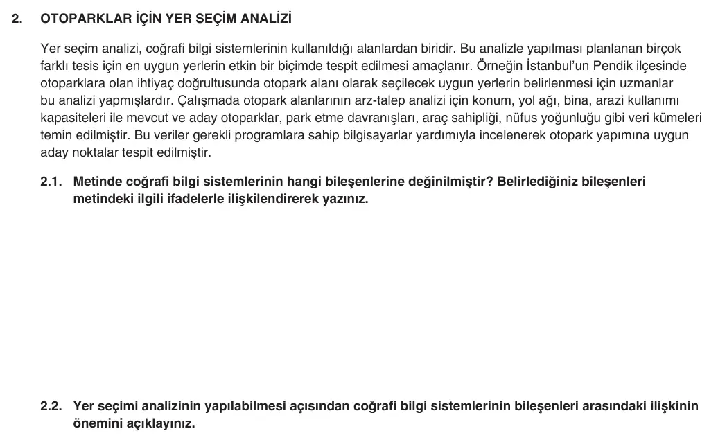 9. Sınıf Coğrafya 2025-2026 1. Dönem 2. Yazılı 2. Soru (Yazılıya Hazırlanıyorum) görseli