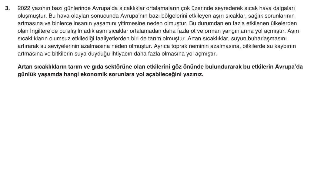 9. Sınıf Coğrafya 2025-2026 1. Dönem 2. Yazılı 3. Soru (Yazılıya Hazırlanıyorum) görseli