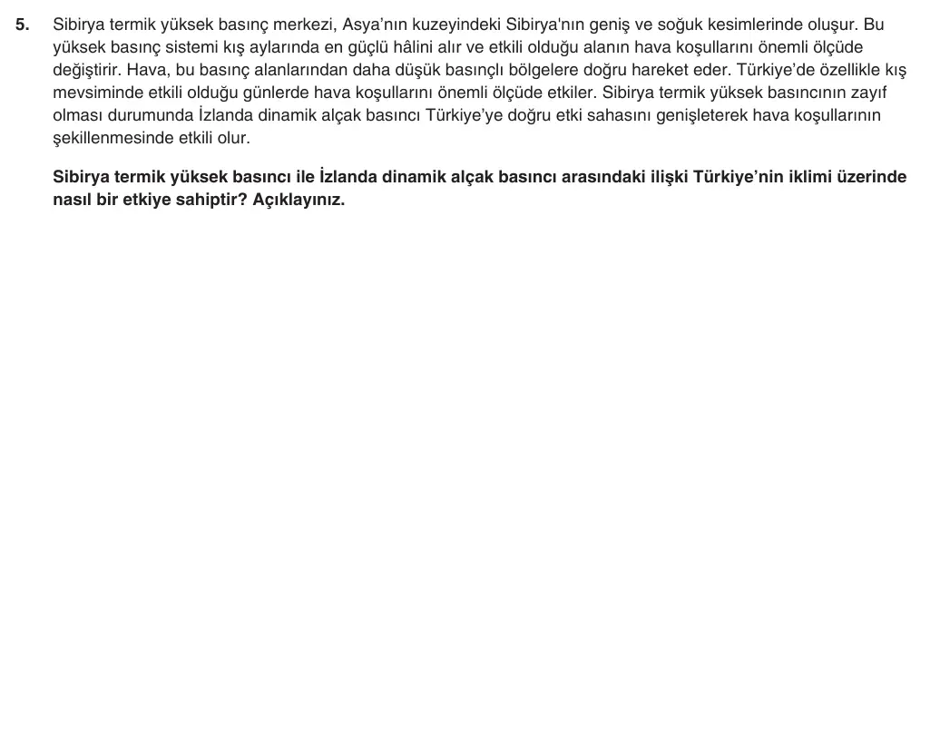 9. Sınıf Coğrafya 2025-2026 1. Dönem 2. Yazılı 5. Soru (Yazılıya Hazırlanıyorum) görseli