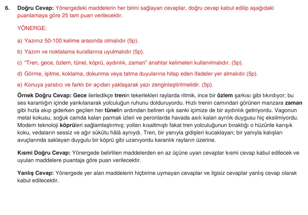 9. Sınıf Türk Dili ve Edebiyatı 2025-2026 1. Dönem 2. Yazılı 6. Soru (Yazılıya Hazırlanıyorum) resmi çözüm görseli