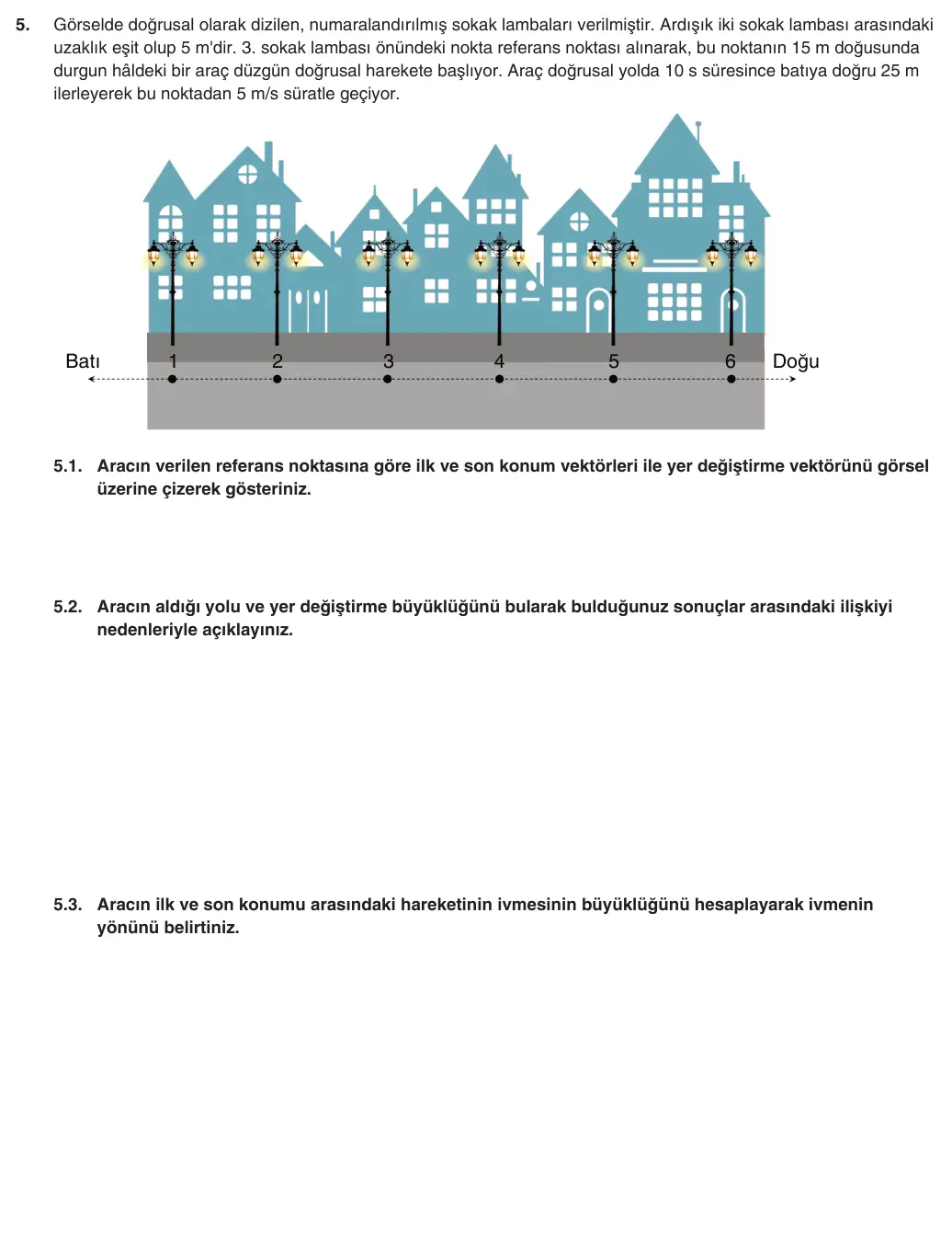 9. Sınıf Fizik 2025-2026 1. Dönem 2. Yazılı 5. Soru (Yazılıya Hazırlanıyorum) görseli (1/2)