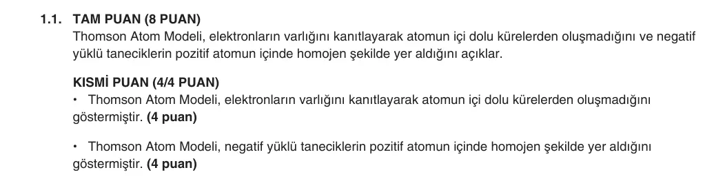 9. Sınıf Kimya 2025-2026 1. Dönem 2. Yazılı 1. Soru (Yazılıya Hazırlanıyorum) resmi çözüm görseli (1/2)