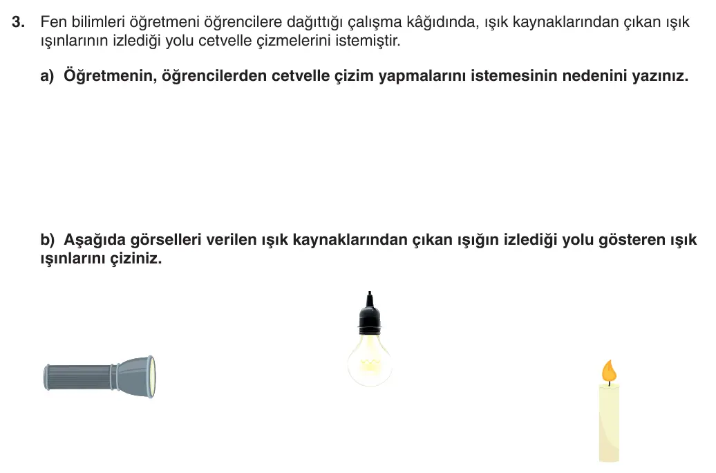 5. Sınıf Fen Bilimleri 2025-2026 2. Dönem 1. Yazılı 3. Soru (Yazılıya Hazırlanıyorum) görseli