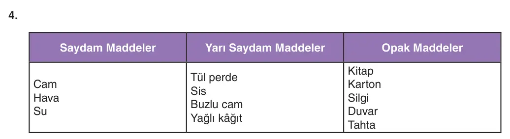 5. Sınıf Fen Bilimleri 2025-2026 2. Dönem 1. Yazılı 4. Soru (Yazılıya Hazırlanıyorum) resmi çözüm görseli