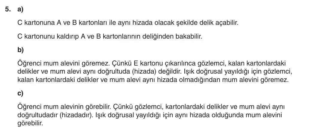 5. Sınıf Fen Bilimleri 2025-2026 2. Dönem 1. Yazılı 5. Soru (Yazılıya Hazırlanıyorum) resmi çözüm görseli