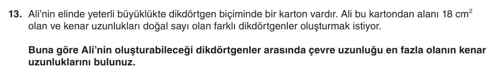 5. Sınıf Matematik 2025-2026 2. Dönem 1. Yazılı 13. Soru (Yazılıya Hazırlanıyorum) görseli