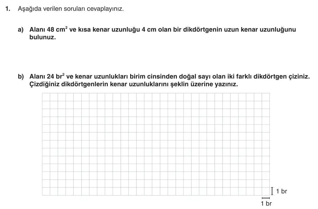 5. Sınıf Matematik 2025-2026 2. Dönem 1. Yazılı 1. Soru (Yazılıya Hazırlanıyorum) görseli