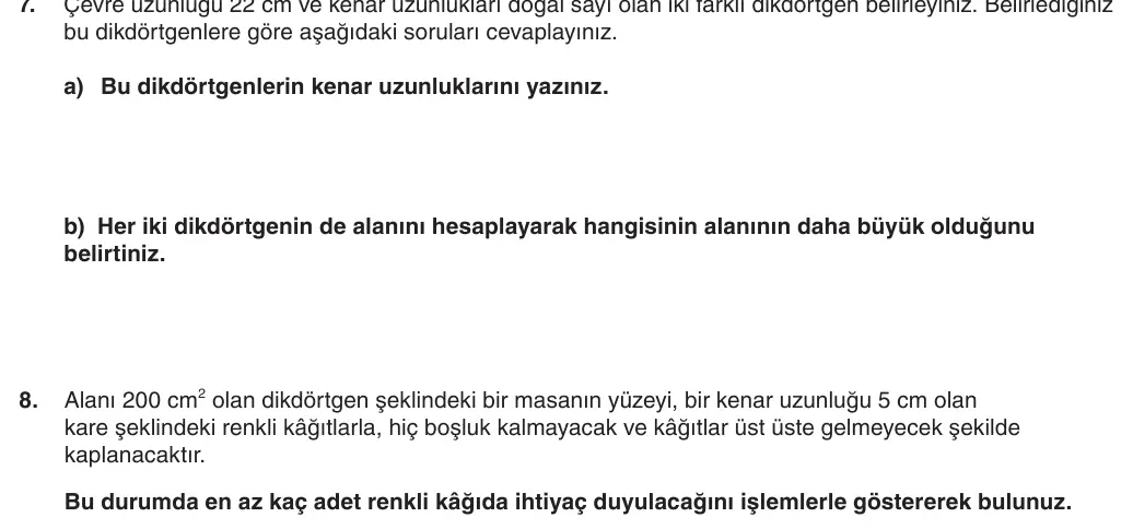5. Sınıf Matematik 2025-2026 2. Dönem 1. Yazılı 8. Soru (Yazılıya Hazırlanıyorum) görseli