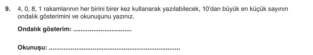 5. Sınıf Matematik 2025-2026 2. Dönem 1. Yazılı 9. Soru (Yazılıya Hazırlanıyorum) görseli