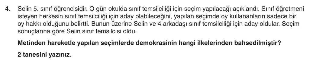 5. Sınıf Sosyal Bilgiler 2025-2026 2. Dönem 1. Yazılı 4. Soru (Yazılıya Hazırlanıyorum) görseli
