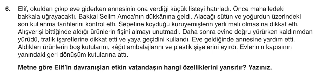 5. Sınıf Sosyal Bilgiler 2025-2026 2. Dönem 1. Yazılı 6. Soru (Yazılıya Hazırlanıyorum) görseli