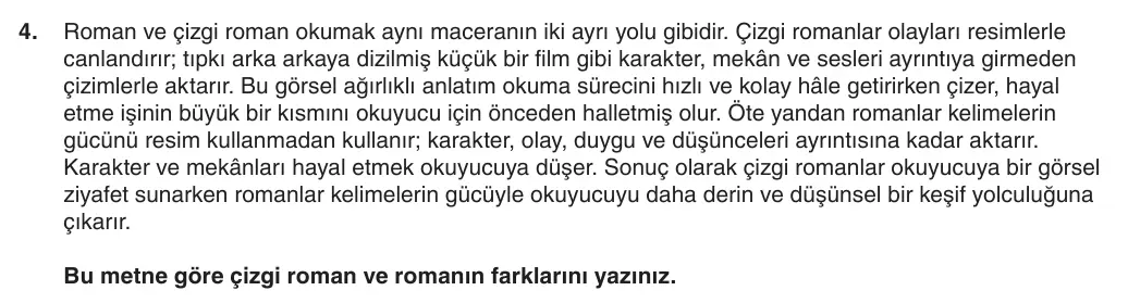 5. Sınıf Türkçe 2025-2026 2. Dönem 1. Yazılı 4. Soru (Yazılıya Hazırlanıyorum) görseli