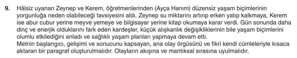 5. Sınıf Türkçe 2025-2026 2. Dönem 1. Yazılı 9. Soru (Yazılıya Hazırlanıyorum) resmi çözüm görseli (1/2)