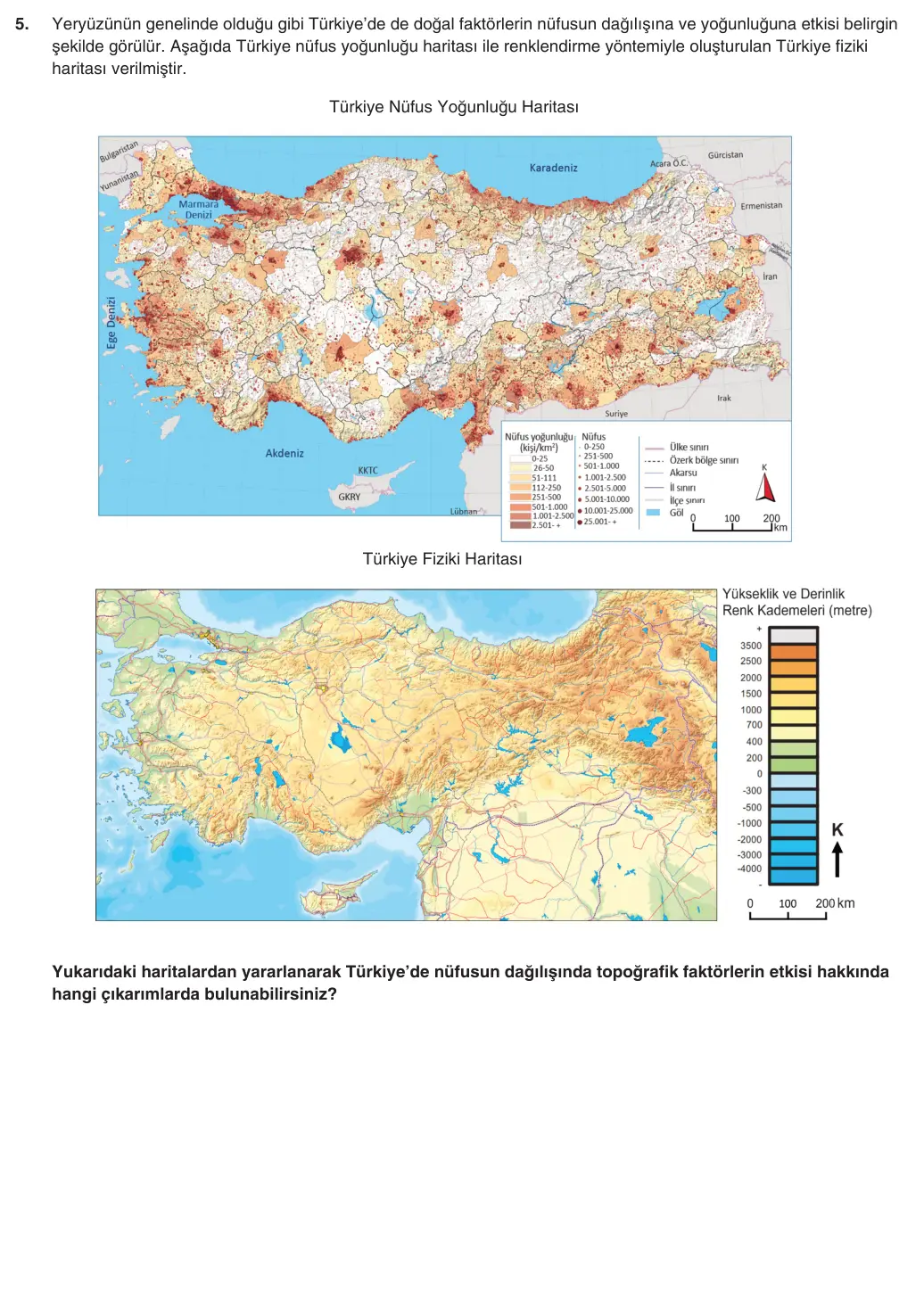 9. Sınıf Coğrafya 2025-2026 2. Dönem 1. Yazılı 5. Soru (Yazılıya Hazırlanıyorum) görseli