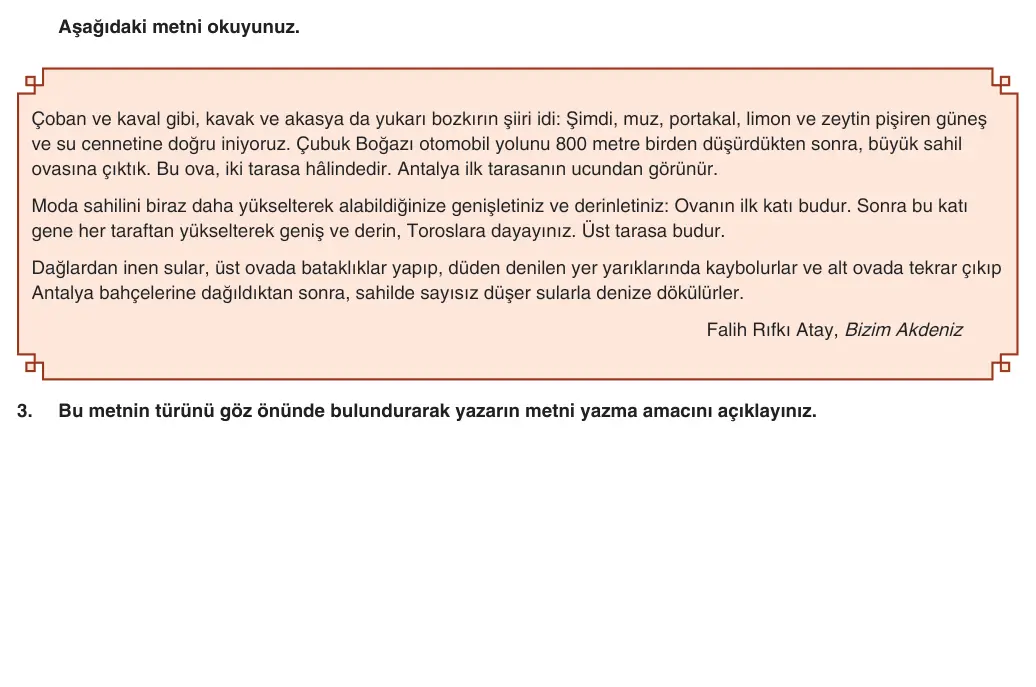 9. Sınıf Türk Dili ve Edebiyatı 2025-2026 2. Dönem 1. Yazılı 3. Soru (Yazılıya Hazırlanıyorum) görseli (1/2)