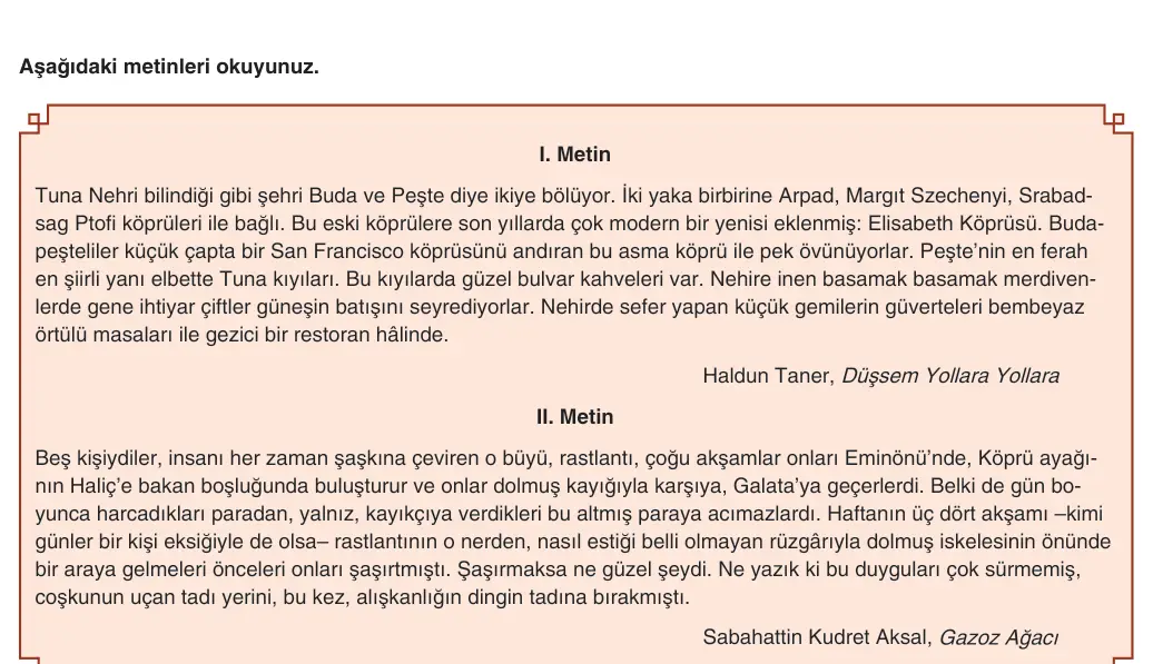 9. Sınıf Türk Dili ve Edebiyatı 2025-2026 2. Dönem 1. Yazılı 3. Soru (Yazılıya Hazırlanıyorum) görseli (2/2)