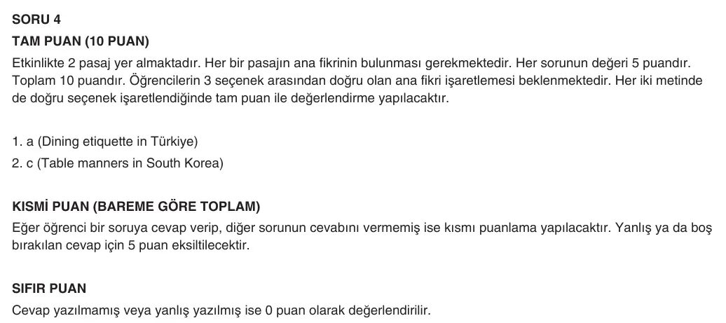 9. Sınıf İngilizce 2025-2026 2. Dönem 1. Yazılı 4. Soru (Yazılıya Hazırlanıyorum) resmi çözüm görseli