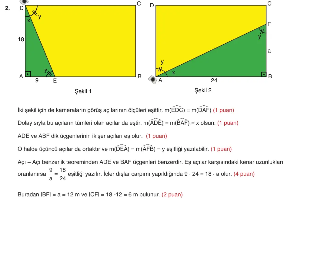 9. Sınıf Matematik 2025-2026 2. Dönem 1. Yazılı 2. Soru (Yazılıya Hazırlanıyorum) resmi çözüm görseli