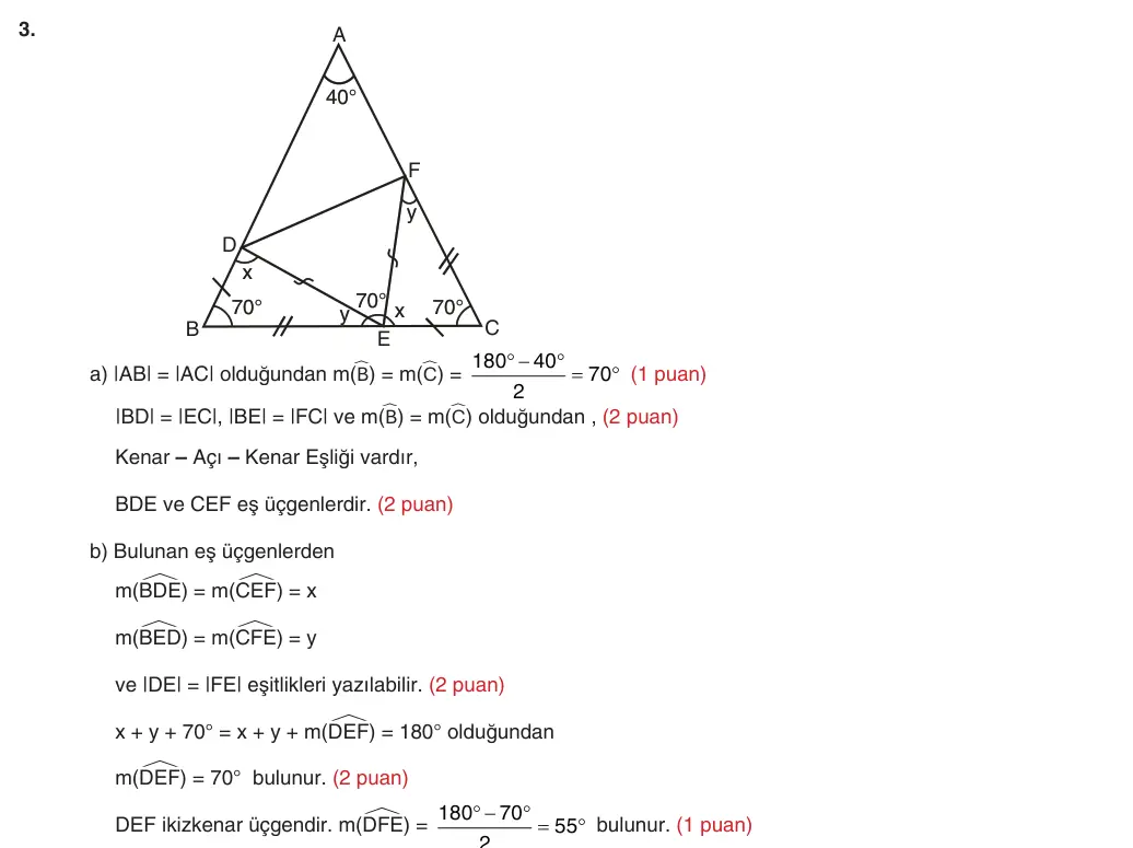 9. Sınıf Matematik 2025-2026 2. Dönem 1. Yazılı 3. Soru (Yazılıya Hazırlanıyorum) resmi çözüm görseli