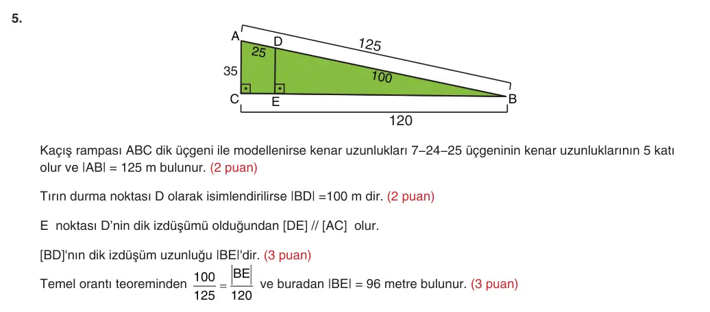 9. Sınıf Matematik 2025-2026 2. Dönem 1. Yazılı 5. Soru (Yazılıya Hazırlanıyorum) resmi çözüm görseli